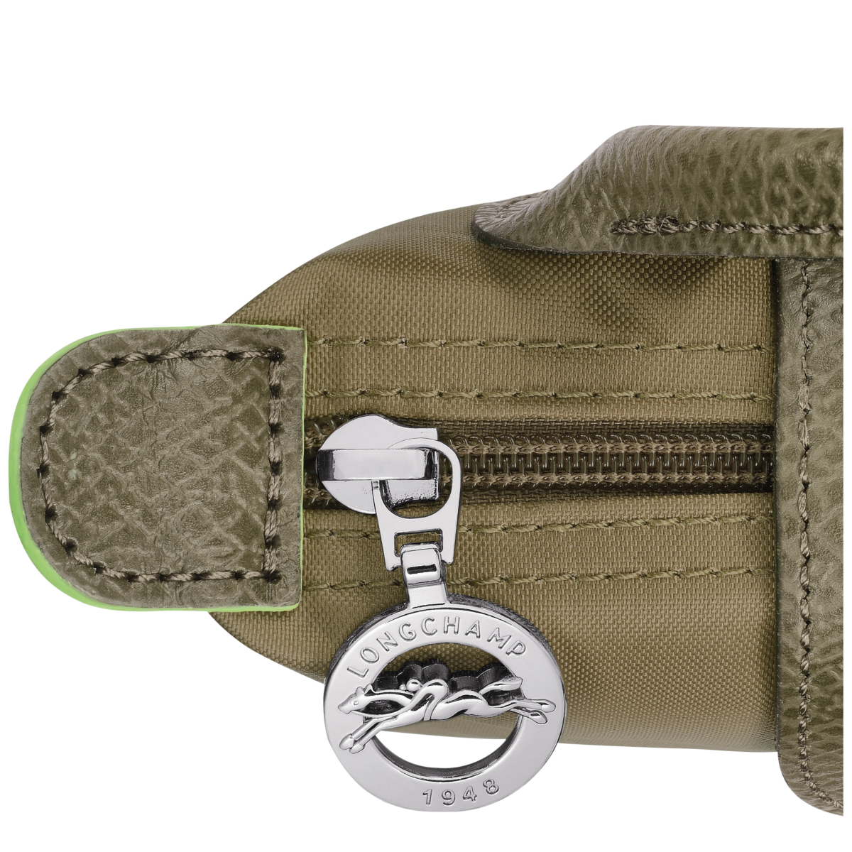 Buy Longchamp Le Pliage Green Pouch with handle Artichoke in Kuwait